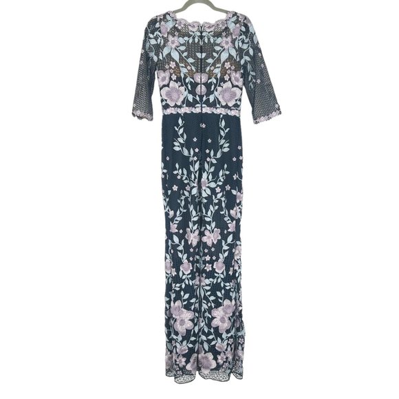 Marchesa Notte Floral Embroidered Guipure Maxi Dress - Picture 4 of 12